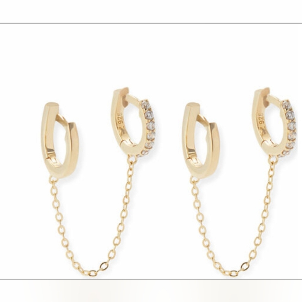 18K Gold Plated Chain Huggies